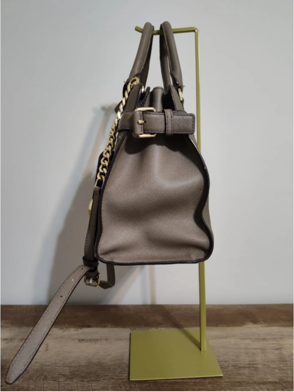 Women's Michael Kors Satchel Bag One Size Taupe Gold